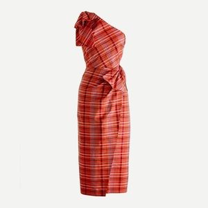 SALE J Crew One Shoulder Dress Orange Plaid